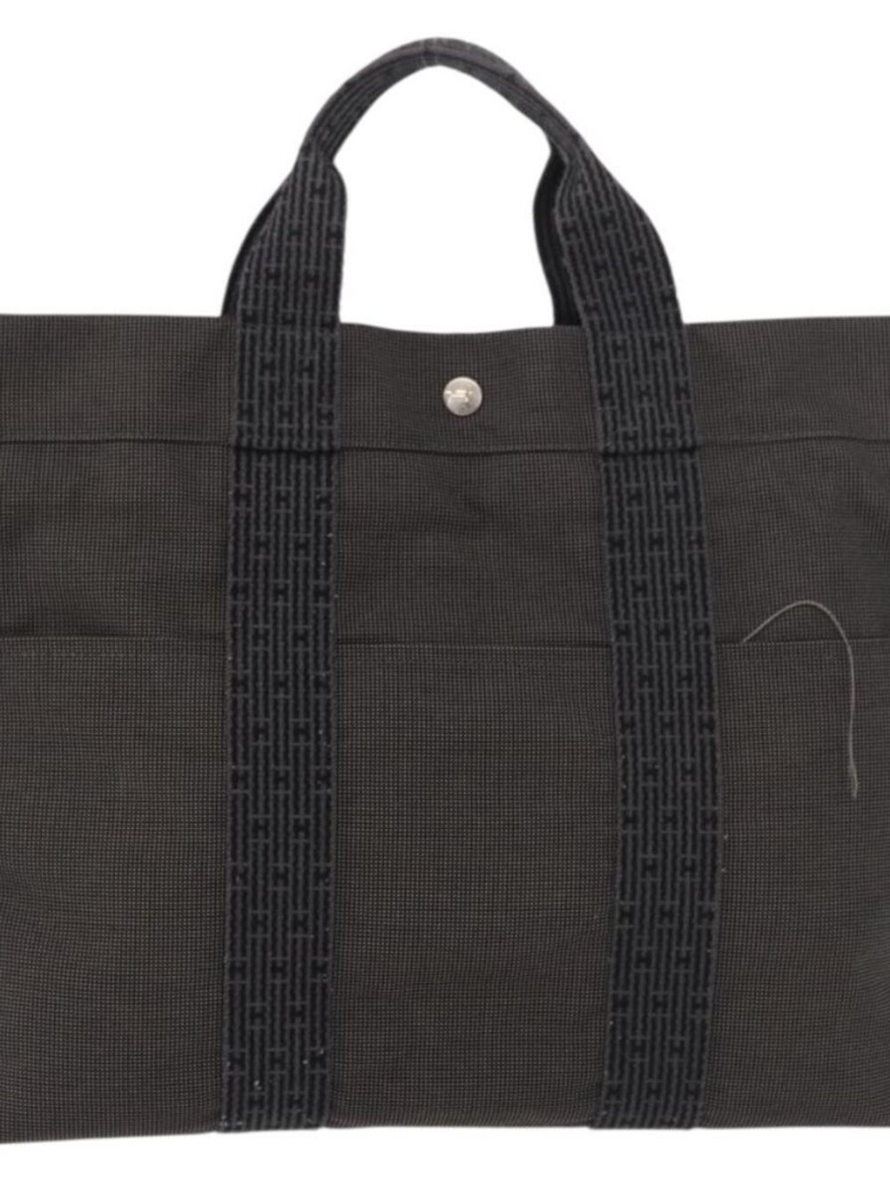 HERMES Her Line MM Hand Bag Canvas Gray Auth 176493 - Picture 2 of 16